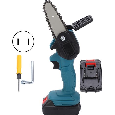 Scie à main mini 4 pouces portable, tronçonneuse électronique à une main, outil de coupe AC100-240V, bleu, fiche américaine (1/5)