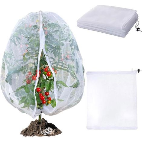 Lot de 2 filets anti-insectes pour arbres fruitiers, filets anti-insectes pour plantes avec fermeture éclair, 240 x 240 cm (1/4)