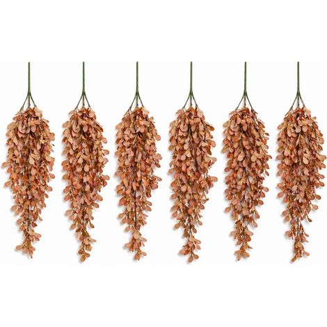 Pack of 6 x 70cm Artificial Trailing Leaf Spray Stem - Dusty Orange (1/5)
