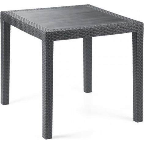 TrAdE Shop Traesio - Tavolo Tavolino Quadrato Effetto Finto Rattan Vimini Antracite 79x79x72cm Bar Casa 052024 - (1/5)