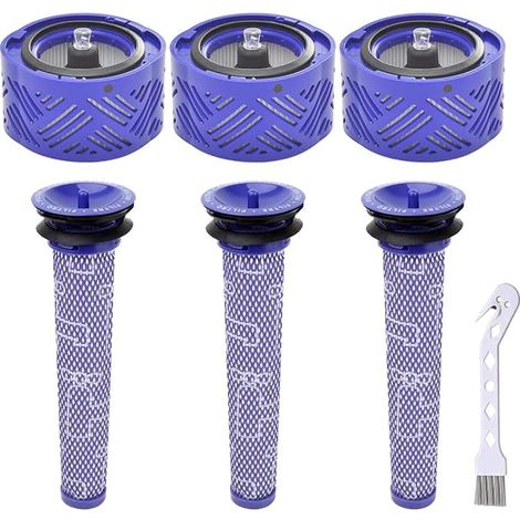 Lot de 6 Filtres de Rechange pour Aspirateur Balai Sans Fil Dyson V6 - 3 Filtres Post et 3 Filtres Pré - Compatible Références 965661-01 et 966741-01 (1/5)
