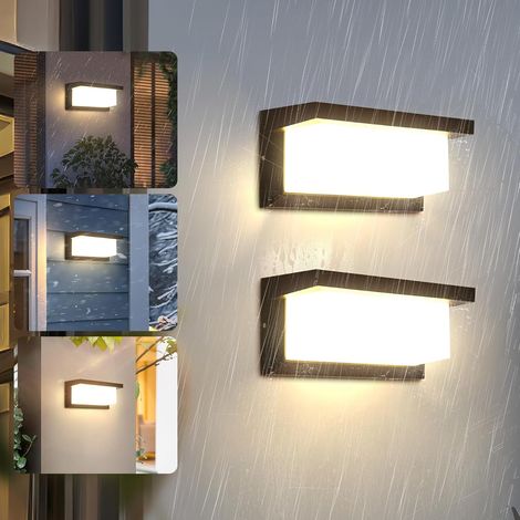 Lampe Murale Extérieure 18W Luminaire Extérieur, Éclairage Extérieur 3000K 4000K 6500K, Lumière LED Extérieure Noire IP65, Adaptée au Jardin, Patio, Garage, 2 Pièces (1/5)