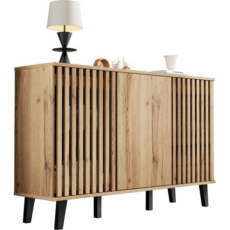 Meuble latéral 1504095 cm, table d’appoint de salon, buffet à 3 portes larges, 6 compartiments de rangement divisés. Adapté au salon, à la chambre, au bureau et à l’entrée