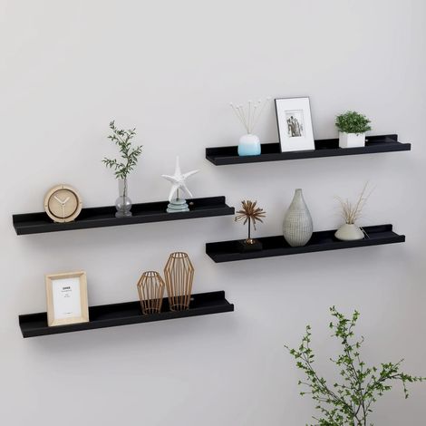 Wandregale 4 Stk. Schwarz 60x9x3 cm vidaXL (1/5)