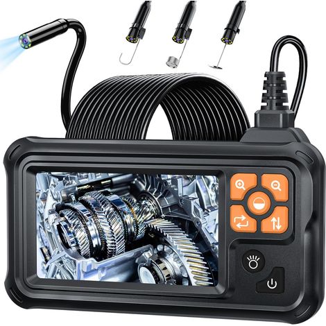 Endoscope Industrielle, Caméra de Inspection HD 1080P avec Écran IPS 4,3 Pouces, Caméra Endoscopie IP67 Étanche avec 8 LED, Caméra Serpent pour Automobile, Mur, Canalisation-20M (1/5)
