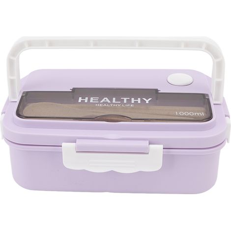 Boîte Bento 3 Compartiments 1000ml Lavable Micro-ondes pour Enfants et Adultes - Violet Taro (1/5)