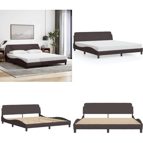 Bettgestell ohne Matratze Dunkelbraun 180x200 cm Stoff - Bettsofa - Doppelbett - Boxspringbetten - Lattenrost - Holzrahmen - Home & Living