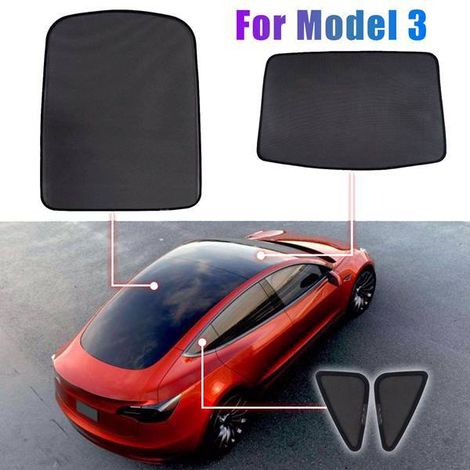 4 sunshades for the front and rear sunroofs and the rear quarter window of the Tesla Model 3 (1/5)
