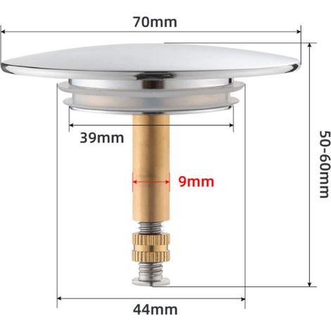 Universal bath plug - 70 mm diameter - with double seal - adjustable ...