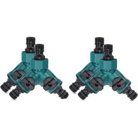 Set of 4, hose fitting, 2-way valve for quick hose connection, water control valve, 2-way shut-off valve, separator, 3/4" tap (1/5)