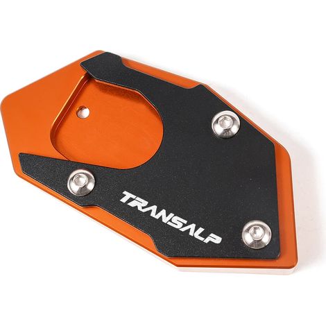 (Orange) Compatible avec les modèles TRANSALP 600, 650 et 700 XLV 600, 650 et 700 TRANSAL. Béquille latérale en aluminium CNC, extension et support maxpower. (1/4)