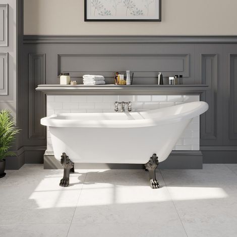Freestanding 1550mm Traditional Roll Top Slipper Bath Tub Bathroom Dragon Feet (1/3)