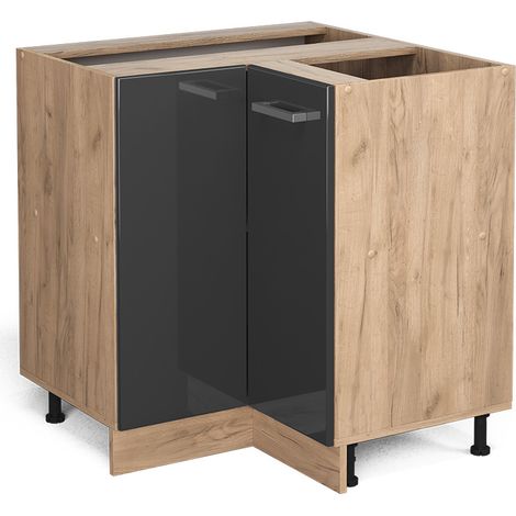 Meuble d'angle R-Line, Anthracite Haute brillance, 75.6 cm sans plan de travail, Vicco (1/5)