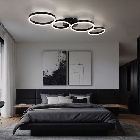 Deckenlampe Deckenleuchte LED Esszimmer Wohnzimmerlampe modern LED schwarz in Ringform, Metall Kunststoff, 1x 35W 1600lm 3000K, LxBxH 88,5x33x6,5 cm