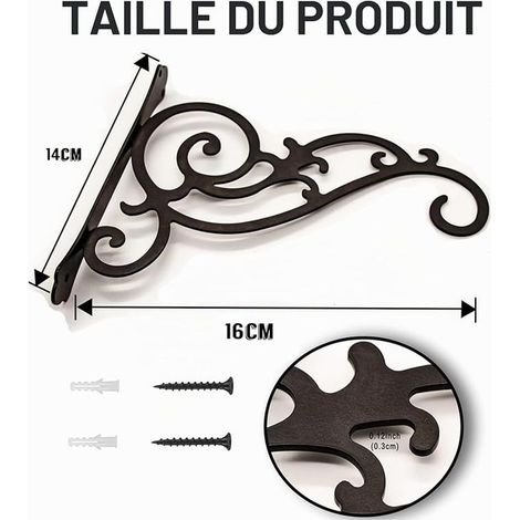 Wall Hanging Hooks, Hanging Basket Brackets for Outdoor, Hanging Basket Brackets Metal Hook Plant Hanging Bracket, Wall Hook for Flower Pot Holder (1/4)
