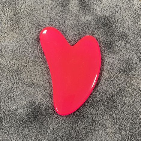 (Rouge vif C) 1 Planche de massage facial Gua Sha en résine en forme de cœur, outil de massage SPA (1/5)