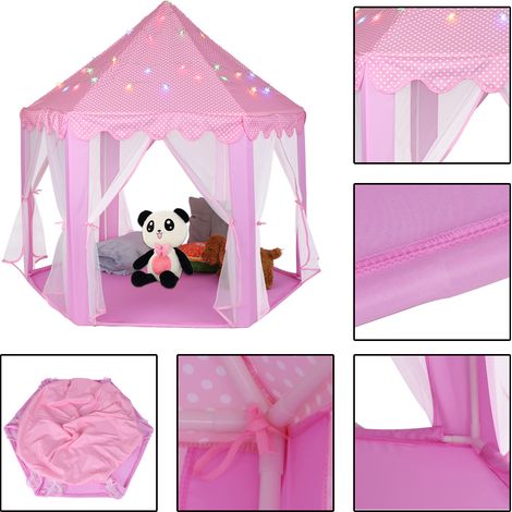 Tente de jeu pour enfants, château de princesse maison de poupée pour filles avec guirlande lumineuse de 40 LED (1/5)