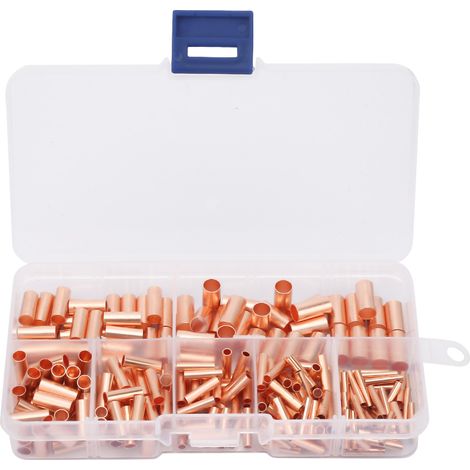 250 tubes de connexion en cuivre rouge GT1-6 mm, connecteur de tube pour fil intermédiaire
