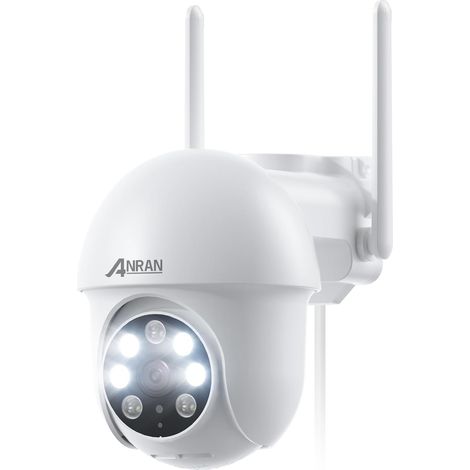 Caméra Surveillance WiFi Extérieure, 360° PTZ Caméra IP avec Suivi Automatique, Vision Nocturne Couleur, Audio Bidirectionnel, Alerte Instantanée, Détection de Mouvement, P3 Blanc (1/5)
