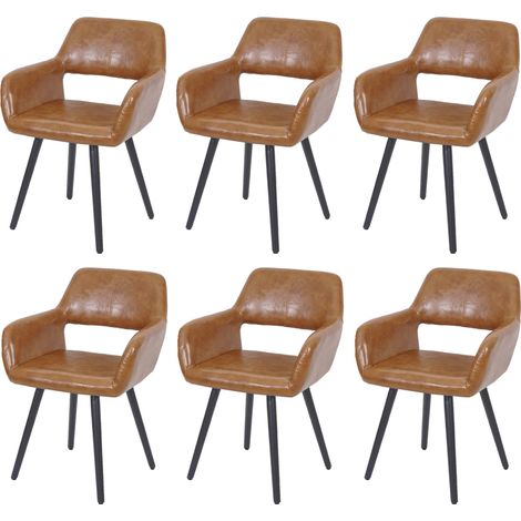 6er-Set Esszimmerstuhl HHG-429 II, Stuhl Küchenstuhl, Retro 50er Jahre Design Kunstleder, Wildlederimitat, dunkle Beine