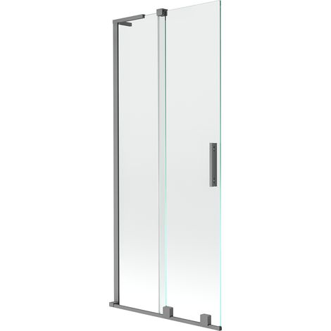 Mexen Velar L Badewannenfaltwand 2-flügelig verschiebbar 80 x 150 cm, transparent, Gun Metal - 896-080-003-01-95 (1/5)