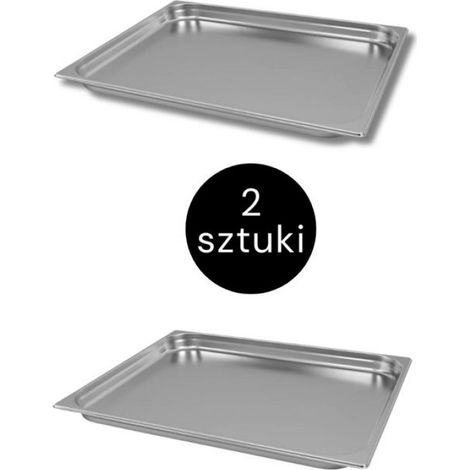Conteneur GN - 650 x 530 x 40 mm - Format 2/1 - Acier Inoxydable - Lot de 2