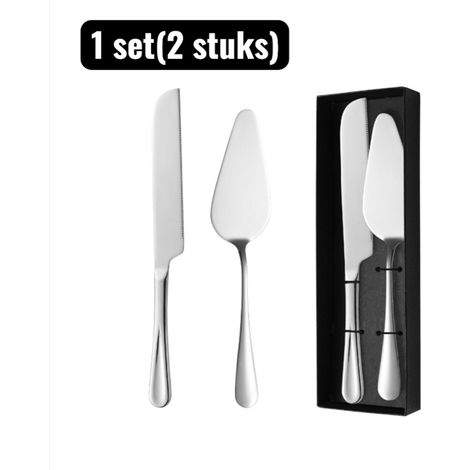 1 ensemble (2 pièces) - Pelle à gâteau - Pelle à pizza - Couteau et spatule à gâteau en acier inoxydable - Coupe-gâteau à long manche et spatule de transfert - Ustensiles de pâtisserie pour mariages e (1/4)