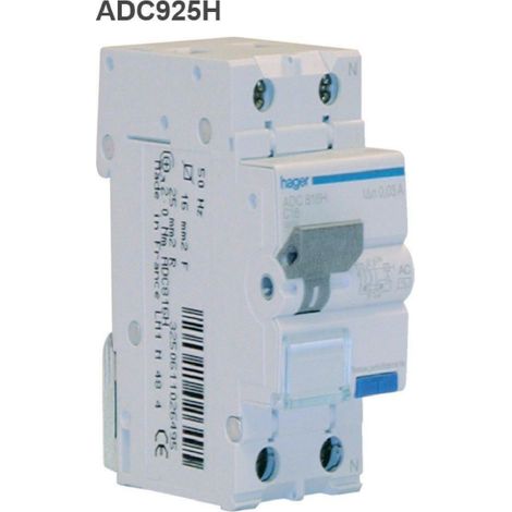 Hager differenziame modulare 1pn 30ma ac 25a 6ka c 2moduli adc925h