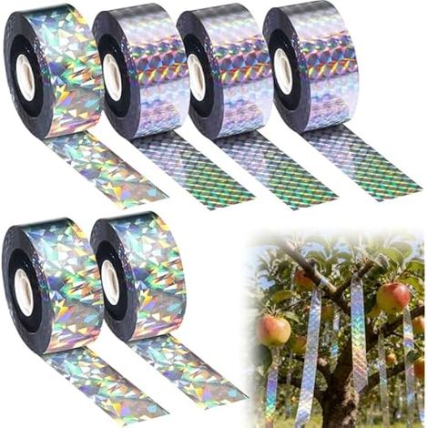 6 Rouleaux Ruban Répulsif Pigeon, 2,4 cm X 80 m Bande Réfléchissante Répulsif à Oiseaux, Effaroucheur Pigeons Extérieur, Bande Anti Pigeons pour Balcon Jardin Toit Arbres Fruitiers (1/4)