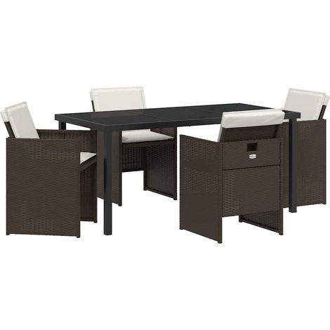 Ensemble de salle à manger pour jardin 5 pcs，Salon de jardin Marron polyrotin CFW17115 (1/5)