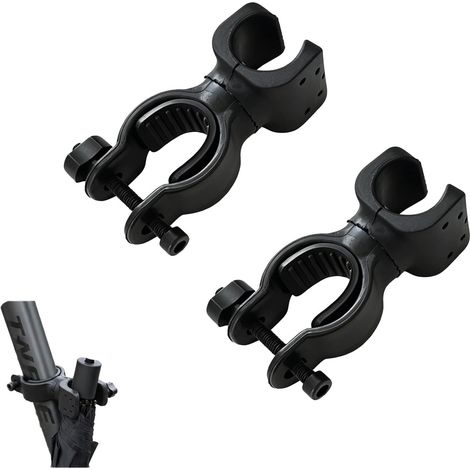 Set di 2 supporti universali girevoli a 360° per torce e accessori, morsetto regolabile per tubi da 25-31 mm e oggetti da 22-29 mm, supporto per luce da bicicletta, bastone, sedia a rotelle e per uso (1/5)