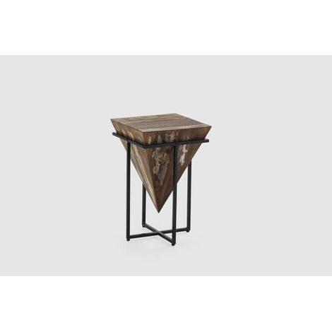 Mesa auxiliar de rincón modelo Avila-56 en madera acabado natural, 56cm(alto) 36cm(ancho) 36cm(fondo). (1/4)