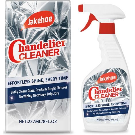 JAKEHOE Nettoyant pour lustres, spray nettoyant pour lustres et lampes en cristal, nettoyage facile et fiable, sans démontage, assure une lumière claire et éclatante, 230 ml (1/4)