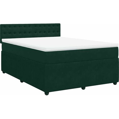 Maison Exclusive - Sommier à lattes de lit et matelas Vert foncé 140x200cm Velours (1/5)