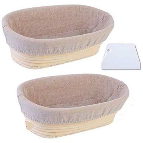 Ovale Brotbackkörbe aus Rattan, Gärkorb, Brotkorb, Brotaufgangsform (Ellipse, 2 Stück, 25 cm) (1/5)