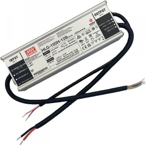 MW MEAN WELL HLG-150H-12B Alimentatore Led Driver CC CV Dimmerabile 150W 12V 12,5A IP67 Input 220V 110V
