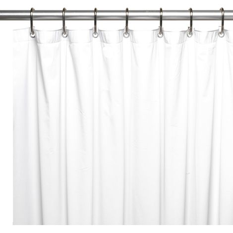 Doublure de rideau de douche blanche anti-moisissure (avec œillets métalliques et filet renforcé) (1/4)