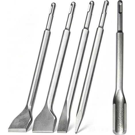Lot de 5 burins SDS Plus 250 mm Burin pour marteau perforateur (1/5)