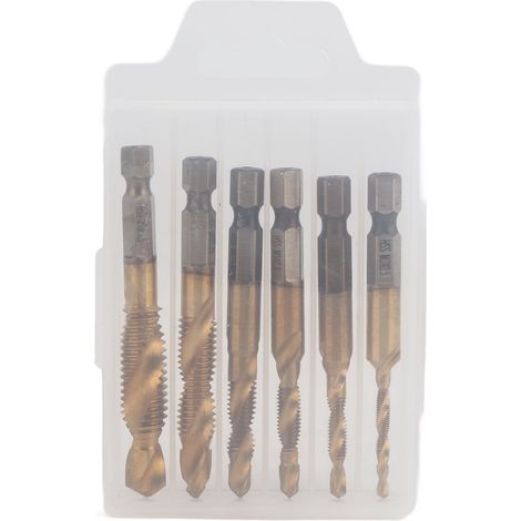 6 tarauds en acier rapide à queue hexagonale, outil combiné de perçage et de taraudage (1/5)
