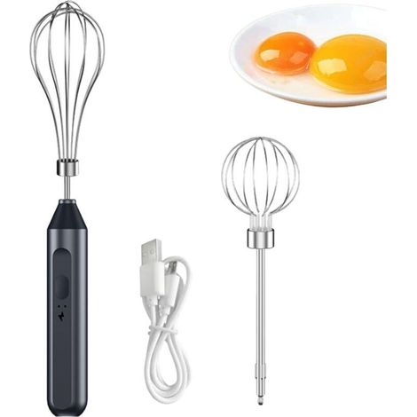 Elektrischer Schneebesen mit zwei Rührbesen, Küchenmaschine, 3-stufiger Schneebesen, vertikaler kabelloser Handmixer mit Eiertrenner zum Backen von Eiercreme und Kuchen (schwarz) (1/4)