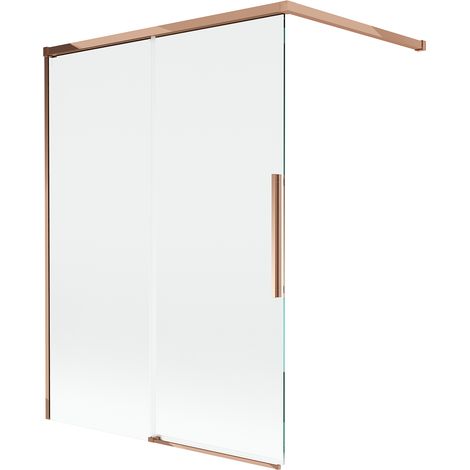 Mexen Rox paroi de baignoire coulissante à 2 panneaux 120 x 150 cm, transparent, or rose - 8C9-120-003-60-00