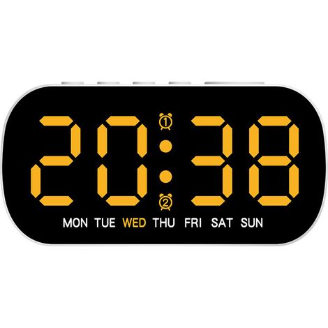 Semplice orologio elettronico multifunzione con display digitale a LED per la data - Giallo (1/3)
