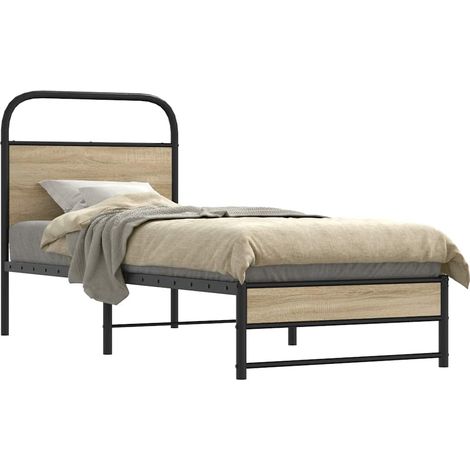 Estructura cama sin colchón 80x200 cm madera roble ahumado vidaXL (1/5)