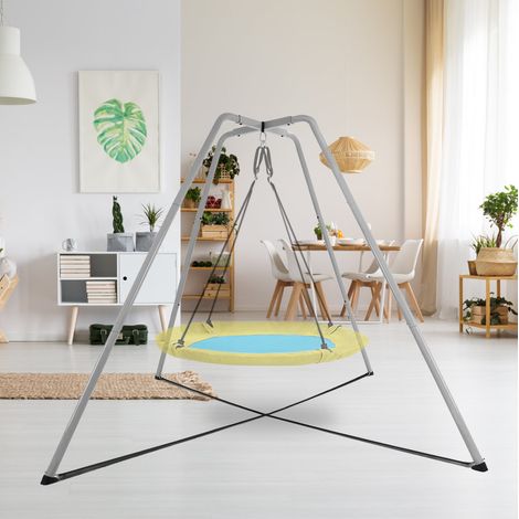 Supporto per altalena a A in acciaio grigio 220 x 220 x 200 cm, fino a 440 lb OKMYHOME (1/5)