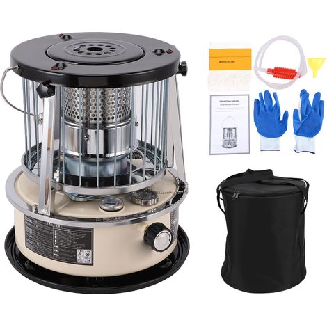 Chauffage d'appoint à pétrole portable 2,6 kW 5,2 L, hauteur réglable, pour une utilisation en extérieur et en intérieur : camping, tente, pêche sur glace, urgence, beige (1/5)