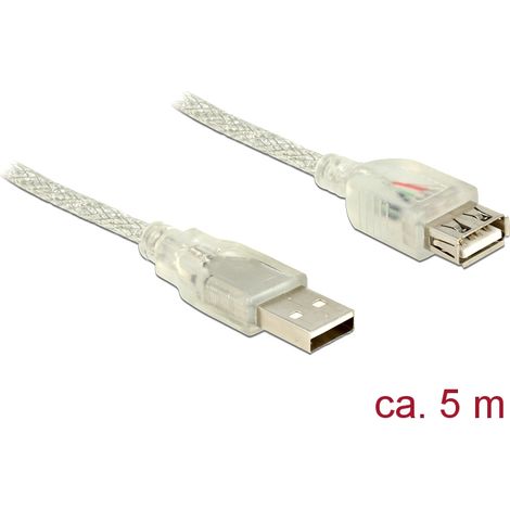 Delock alargador usb 2.0 tipo-a macho  usb 2.0 tipo-a hembra de 5 m transparente