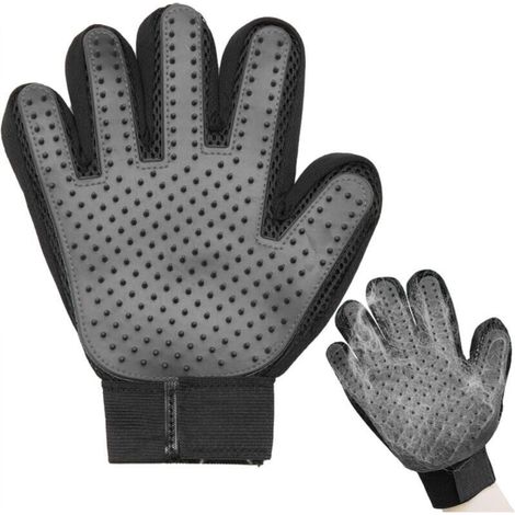 Gants d'épilation pour animaux de compagnie, noirs, pour droitier, 1 pièce, adaptés aux brosses d'épilation pour chiens et chats (1/4)