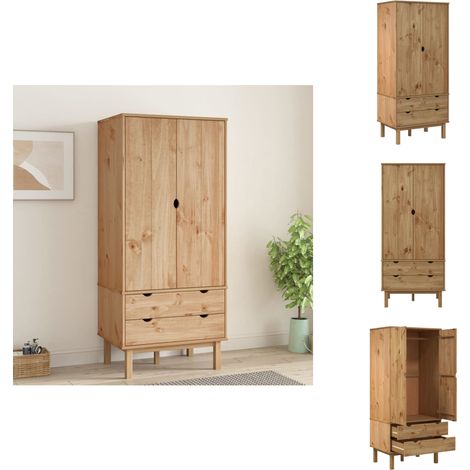 Kleiderschrank OTTA 76,5x53x172 cm Massivholz Kiefer - Holzschränke - Kleiderschrank - Kiefernholzmöbel - Wohnzimmermöbel - Skandinavisches Design (1/5)