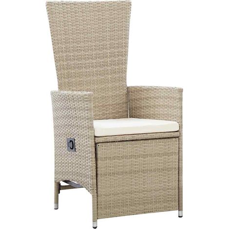 vidaXL Sillas reclinables jardín 2 uds y cojines ratán sintético beige (1/2)