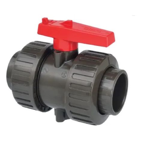 Kugelhahn mit doppelter Verbindung PVC HTA D.40